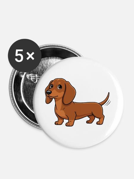 Teckel_puppy_bruin - Buttons groß 56 mm (5er Pack) - Weiß