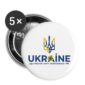 Dreizack Sonnenblume Ukraine Flagge - Buttons groß 56 mm (5er Pack) - Weiß - Vorne
