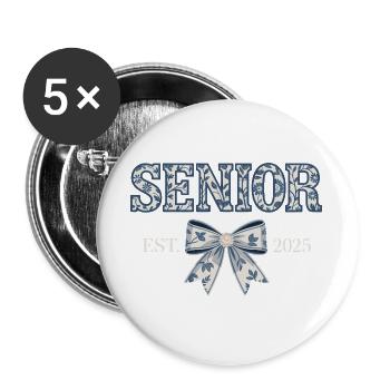 Senior Est 2025 Floral Bow Graduating Class - Buttons large 2.2''/56 mm (5-pack) - white - Front