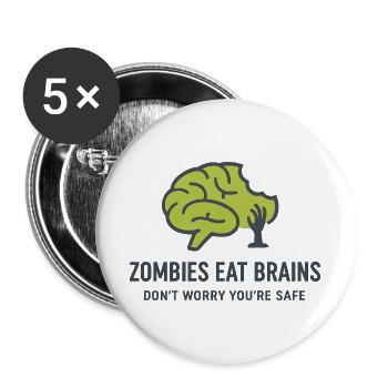 Zombies Eating Brains Night Humor - Buttons groß 56 mm (5er Pack) - Weiß - Vorne