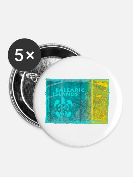 Balearische Inseln Neon Stil - Buttons groß 56 mm (5er Pack) - Weiß