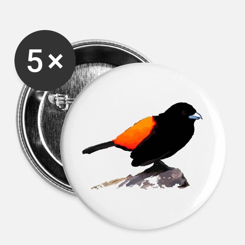Black raven orange plumage - Buttons large 2.2''/56 mm (5-pack) - white