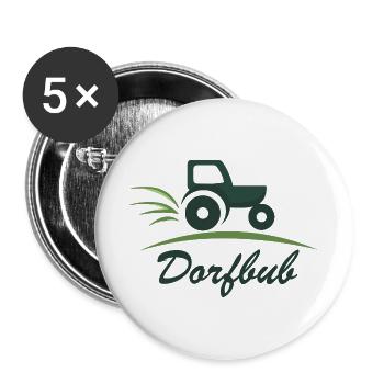 Village Club Tracteur Herbe Logo Tracteur Village Fermier - Lot de 5 grands badges (56 mm) - blanc - Devant