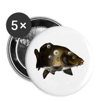 Karpfen - Buttons groß 56 mm (5er Pack) - Weiß - Vorne