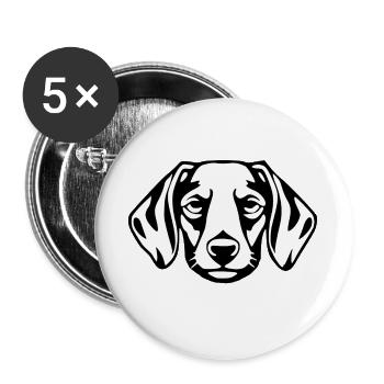 Dachshund Hunde T-shirt Geschenk - Buttons groß 56 mm (5er Pack) - Weiß - Vorne