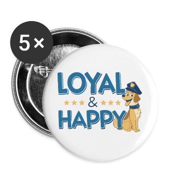 Loyal and Happy Dog Captain - Buttons large 2.2''/56 mm (5-pack) - white - Front