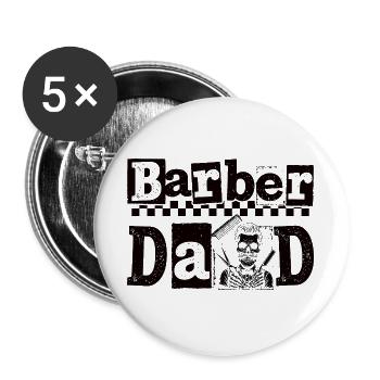 Vintage Barber Papa Barbier Friseur - Buttons groß 56 mm (5er Pack) - Weiß - Vorne