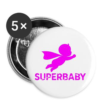 Flying Baby Silhouette Pink - Buttons large 2.2''/56 mm (5-pack) - white - Front