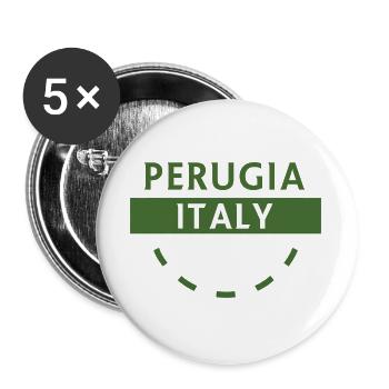 Pérouse, Italie, Emblème vert - Lot de 5 grands badges (56 mm) - blanc - Devant