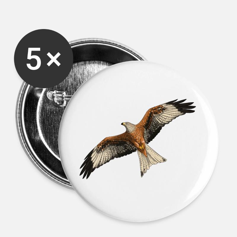 Rotmilan im Flug - Buttons groß 56 mm (5er Pack) - Weiß