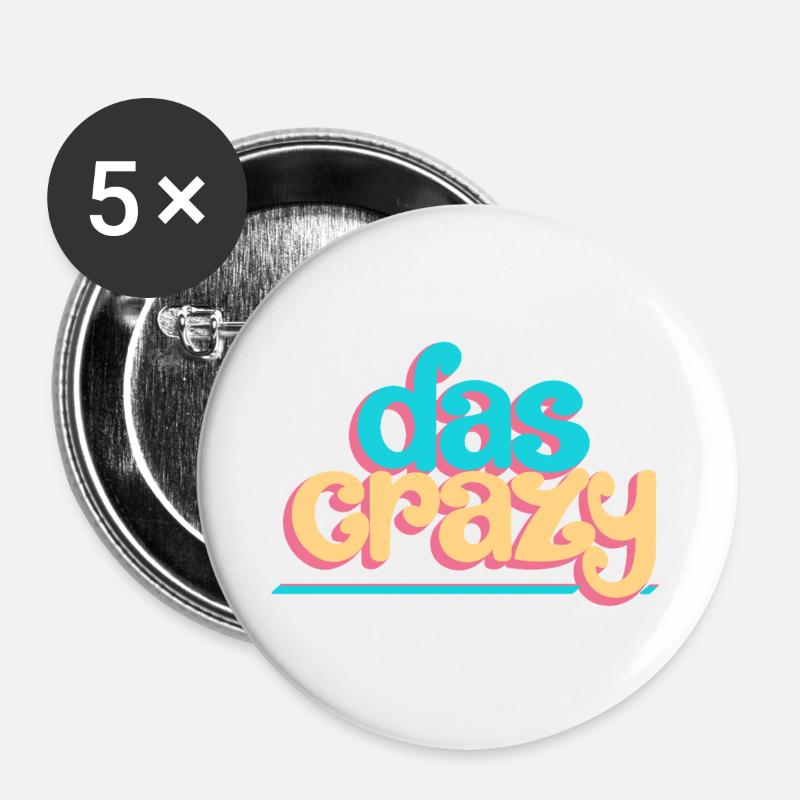 Das crazy - Buttons groß 56 mm (5er Pack) - Weiß
