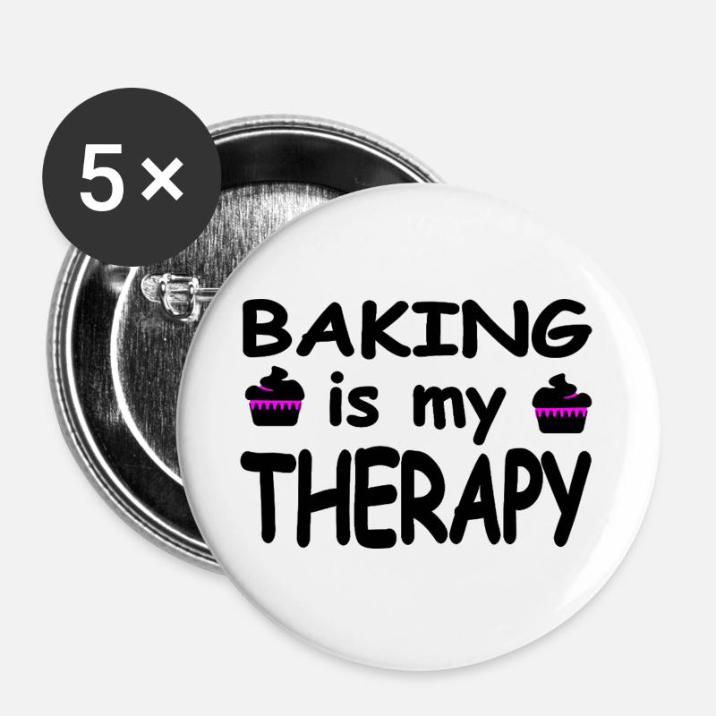 Backen - Buttons groß 56 mm (5er Pack) - Weiß