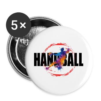Handball - Lot de 5 grands badges (56 mm) - blanc - Devant