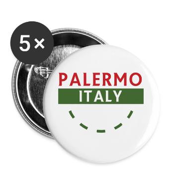 Palerme, Italie, emblème avec courbe verte - Lot de 5 grands badges (56 mm) - blanc - Devant