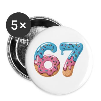 Donut numbers 6 and 7 - Buttons large 2.2''/56 mm (5-pack) - white - Front