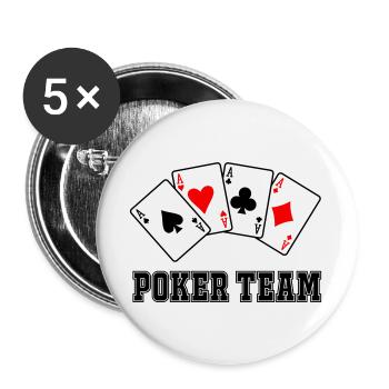 Poker Team - Buttons groß 56 mm (5er Pack) - Weiß - Vorne
