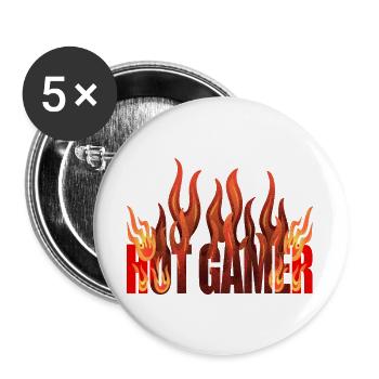 conception de flamme de joueur chaud - Lot de 5 grands badges (56 mm) - blanc - Devant