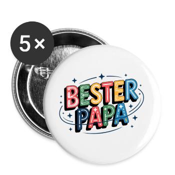 Bester Papa bunte Buchstabenillustration - Buttons groß 56 mm (5er Pack) - Weiß - Vorne
