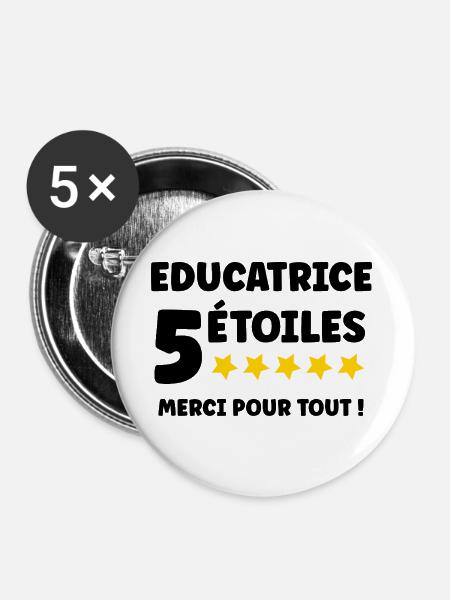 Erzieher - Buttons groß 56 mm (5er Pack) - Weiß