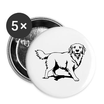 Golden Retriever Hunde T-shirt Geschenk - Buttons groß 56 mm (5er Pack) - Weiß - Vorne