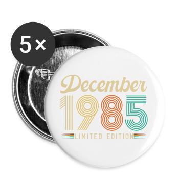 40 Ans Anniversaire Cadeau Né en Décembre 1985 - Lot de 5 grands badges (56 mm) - blanc - Devant