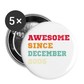 2005 Décembre Vintage Cadeau d’anniversaire - Lot de 5 grands badges (56 mm) - blanc - Devant