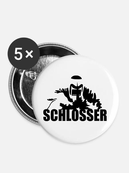 Schlosser - Buttons groß 56 mm (5er Pack) - Weiß