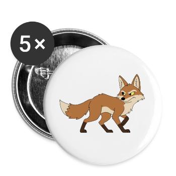Determined cartoon fox - Buttons large 2.2''/56 mm (5-pack) - white - Front