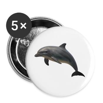 Dolphin in soft shades - Buttons large 2.2''/56 mm (5-pack) - white - Front