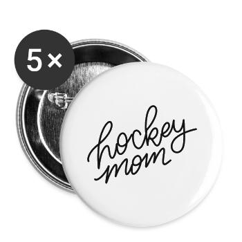 Hockey Mom Script Logo - Buttons large 2.2''/56 mm (5-pack) - white - Front