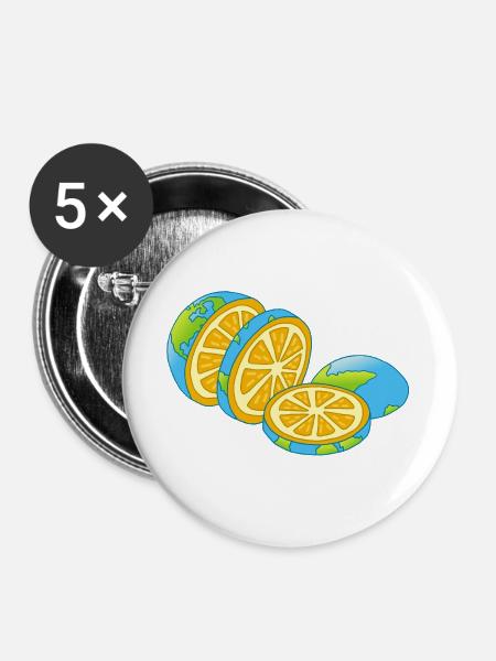 Der Planet Erde ist orange - Buttons groß 56 mm (5er Pack) - Weiß
