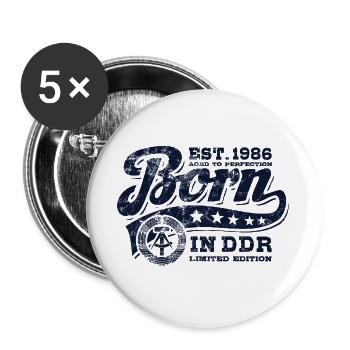 Né en RDA en 1986 - Anniversaire - Cadeau Ossi - Lot de 5 grands badges (56 mm) - blanc - Devant
