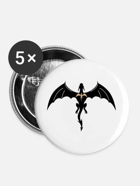 Vierter Flügeldrache - Buttons groß 56 mm (5er Pack) - Weiß