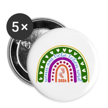Quand l’amour devient vie - Bébé 2026 - Lot de 5 grands badges (56 mm) - blanc - Devant