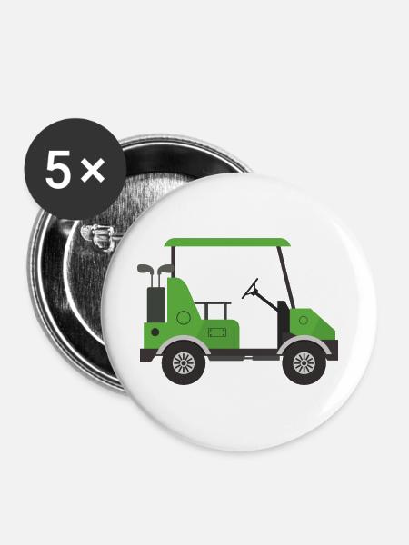 Golfwagen - Buttons groß 56 mm (5er Pack) - Weiß