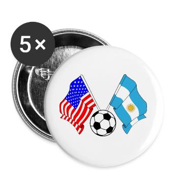 Fußball Argentinien gegen USA - Buttons groß 56 mm (5er Pack) - Weiß - Vorne