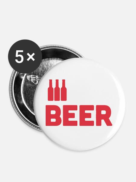 Bierliebhaber - Buttons groß 56 mm (5er Pack) - Weiß