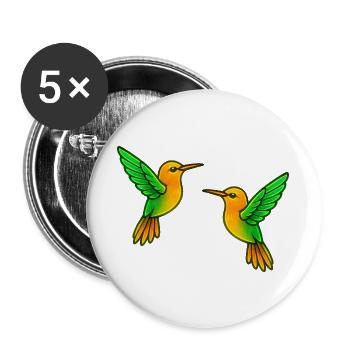 Doppelte Kolibri Farbenspiel - Buttons groß 56 mm (5er Pack) - Weiß - Vorne