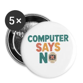 Rétro Computer dit non - Lot de 5 grands badges (56 mm) - blanc - Devant