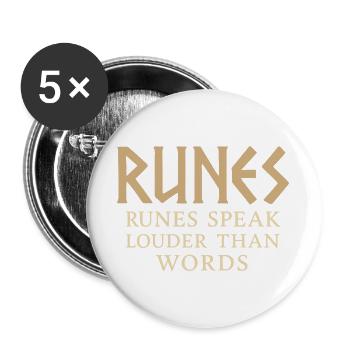 Alphabet runique anglais ancien - Lot de 5 grands badges (56 mm) - blanc - Devant