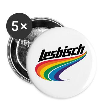 Lesbian Rainbow Pride LGBTQ CSD Love Is Love - Buttons large 2.2''/56 mm (5-pack) - white - Front