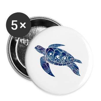 Tribal Turtle Blue – Ocean Design - Buttons large 2.2''/56 mm (5-pack) - white - Front