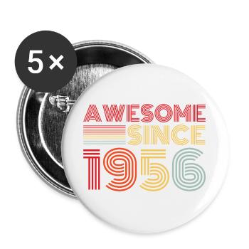 Vintage 1956 Retro 1956 Birthday Gift - Buttons large 2.2''/56 mm (5-pack) - white - Front