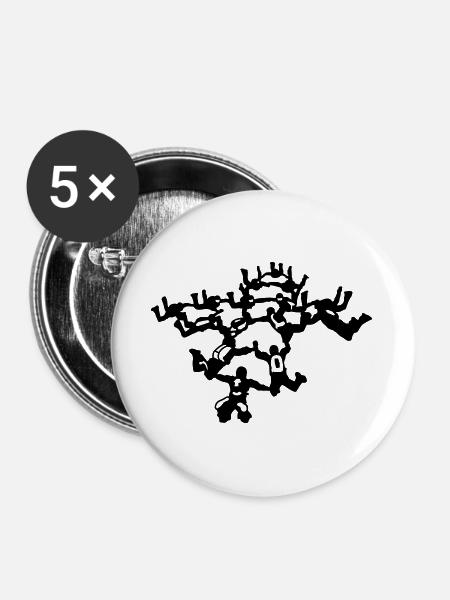 Fallschirmsport - Buttons groß 56 mm (5er Pack) - Weiß