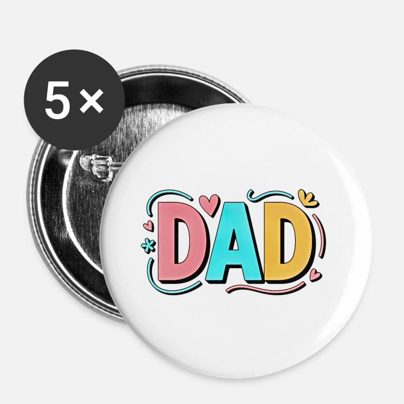 Pastel Gradient Dad Hearts Design - Buttons large 2.2''/56 mm (5-pack) - white