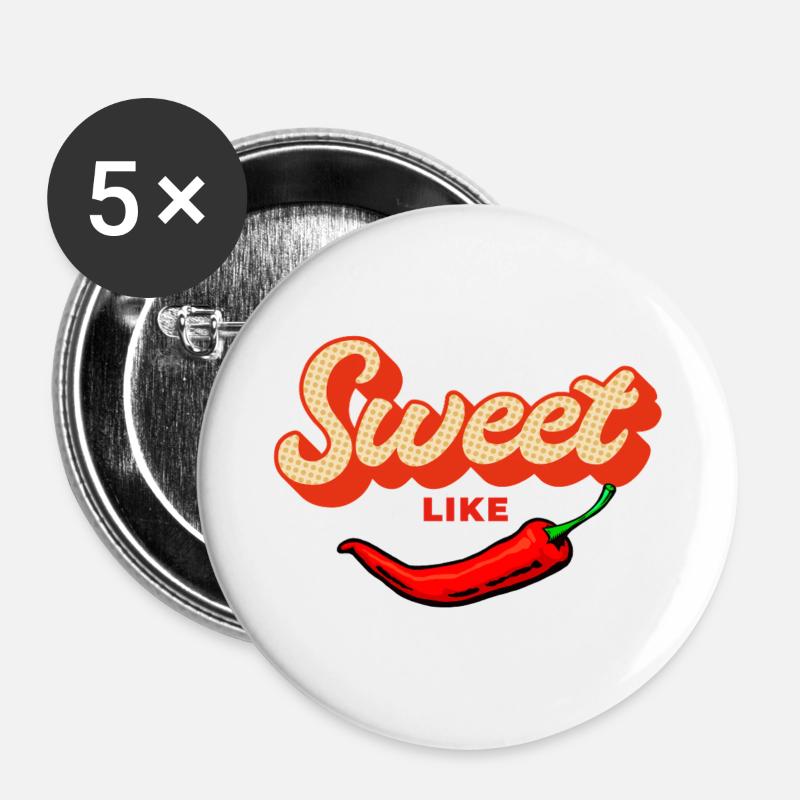 Fiery-sweet statement: Sweet Like Chili Vibe - Buttons large 2.2''/56 mm (5-pack) - white