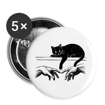 Création d’Adam avec un chat troublant - Lot de 5 grands badges (56 mm) - blanc - Devant