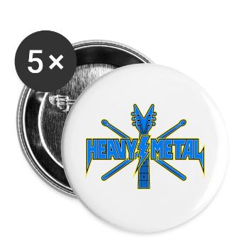 Heavy Metal Guitar Emblem - Buttons groß 56 mm (5er Pack) - Weiß - Vorne