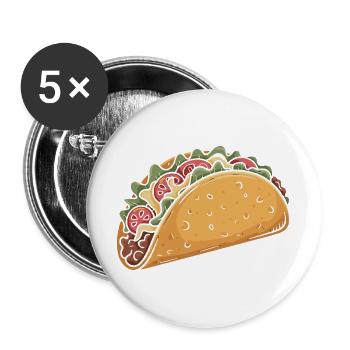 Cartoon Taco Fiesta - Buttons groß 56 mm (5er Pack) - Weiß - Vorne