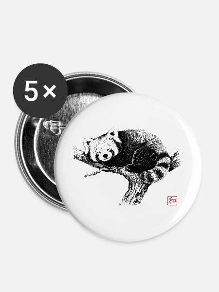 Schlafender roter Panda Zen Kunst - Buttons groß 56 mm (5er Pack) - Weiß